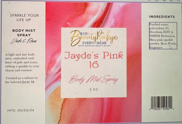 Jayde’s Pink 16 Body Mist Spray