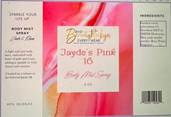 Jayde’s Pink 16 Body Mist Spray